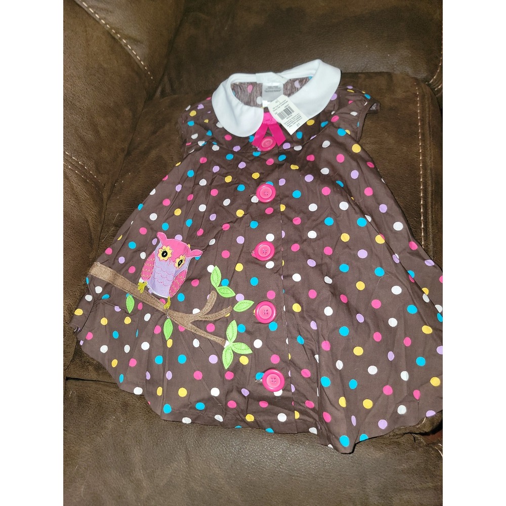 Bonnie jean fall polka dot owl dress size 2t nwt